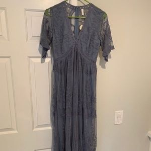 Blue lace Maternity Maxi Dress